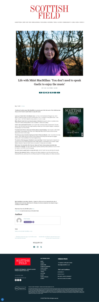 Scottish Field - Màiri MacMillan Interview